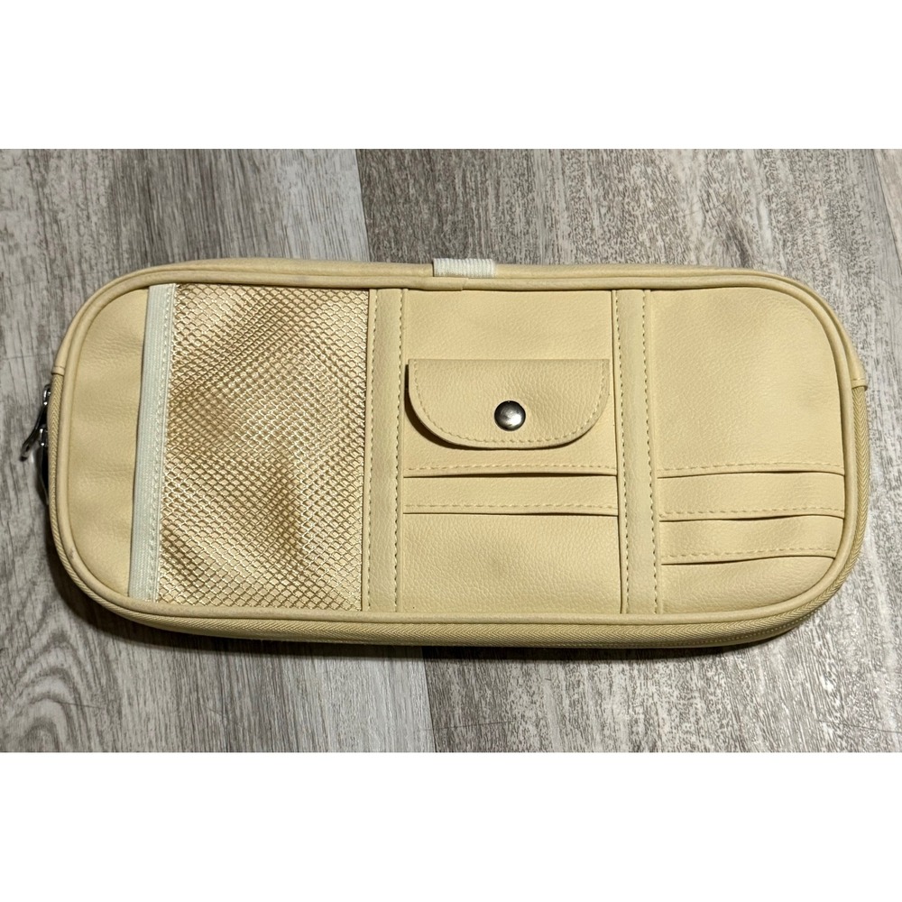 Beige‎ Car Sun Visor Organizer Pouch with Pockets and Mesh